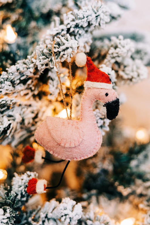 Flamingo Santa Ornament