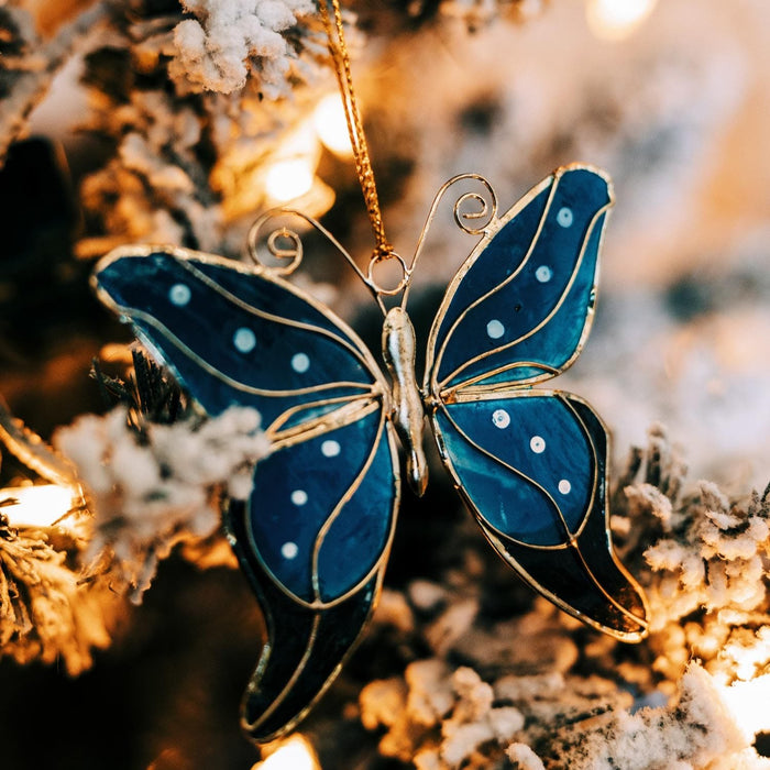 Blue Butterfly Capiz Ornament - Ten Thousand Villages 1