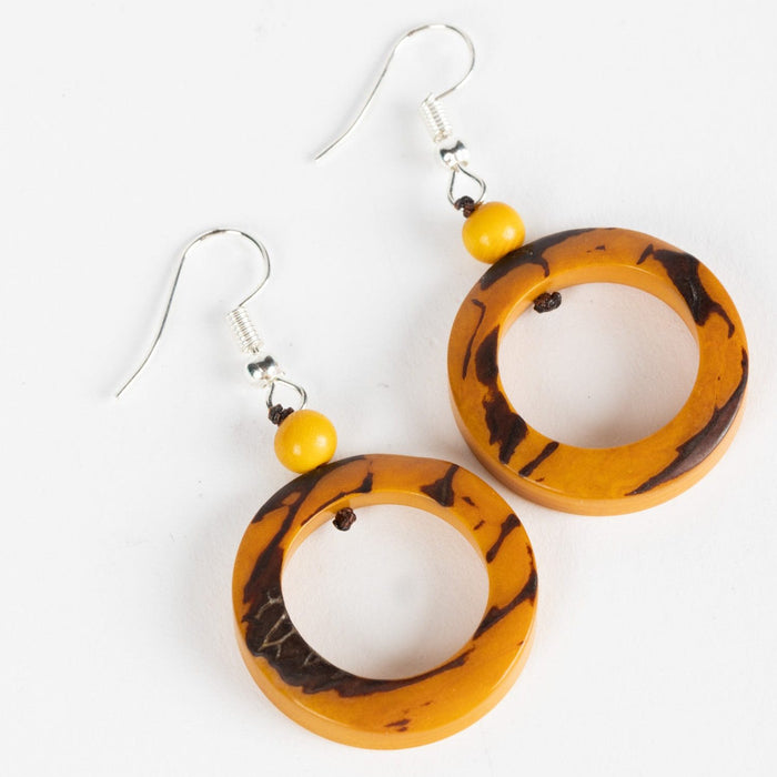 Ochre Tagua Earrings - Ten Thousand Villages 1